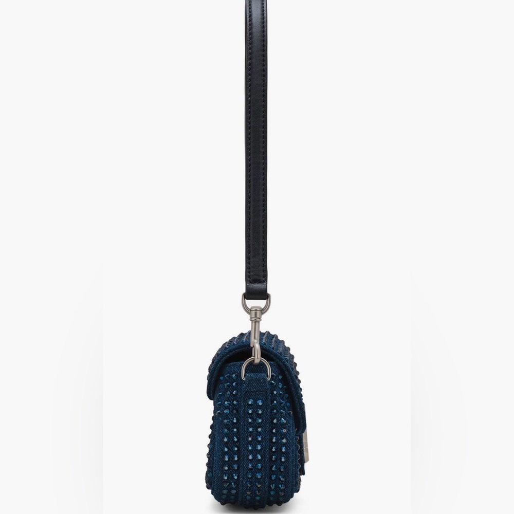 Marc Jacobs The Clover Crystal Embellished Denim Shoulder Bag Dark Wash Crystal - Picture 7 of 11